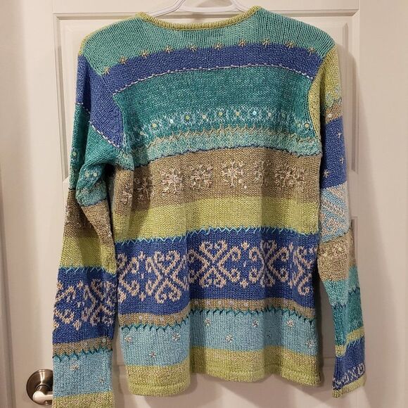 David Brooks Womens Multicolour Patchwork Snowflake Button Sweater - NEW -Size L - Picture 9 of 9